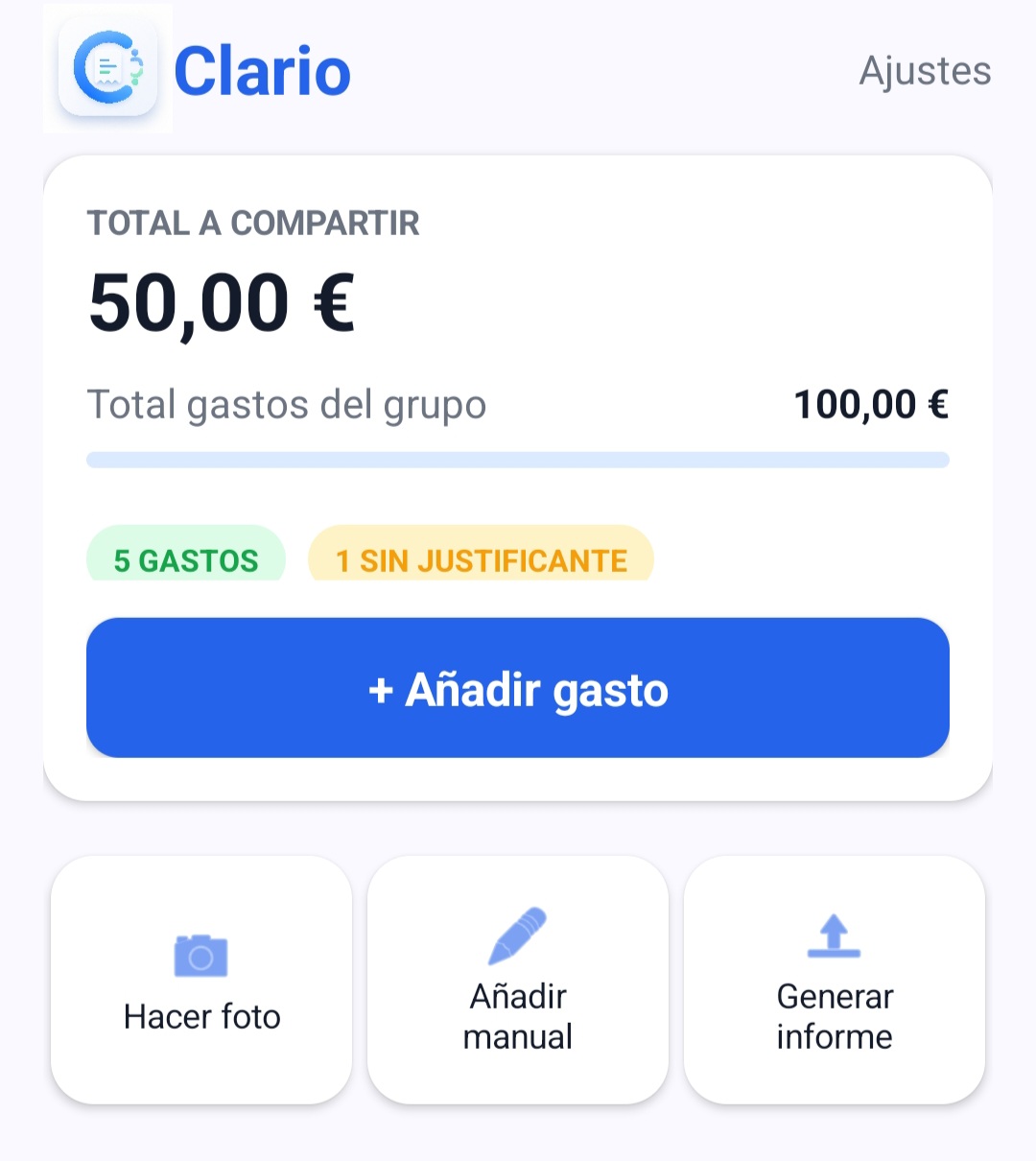 Pantalla de Clario