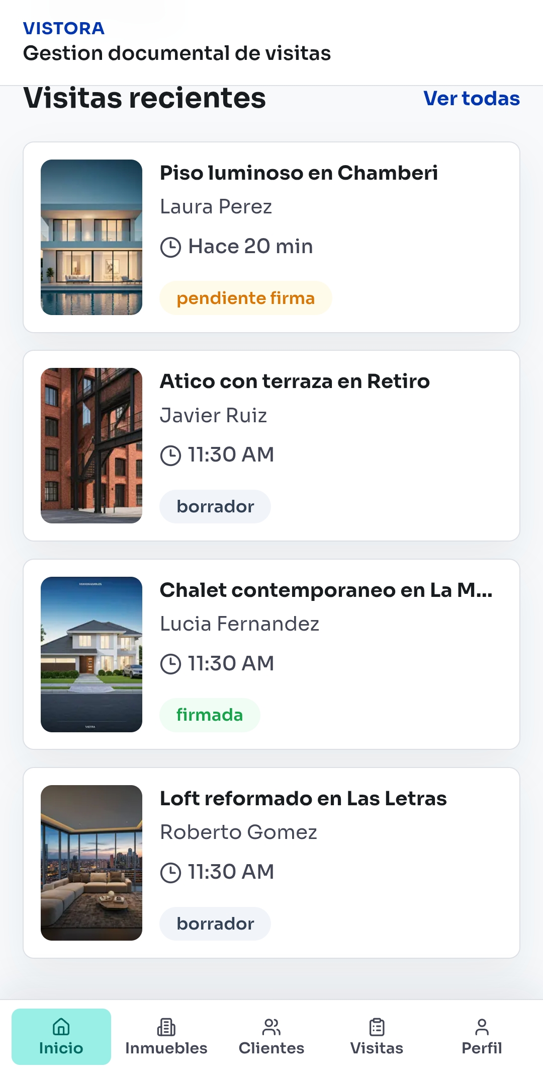 Pantalla de Vistora